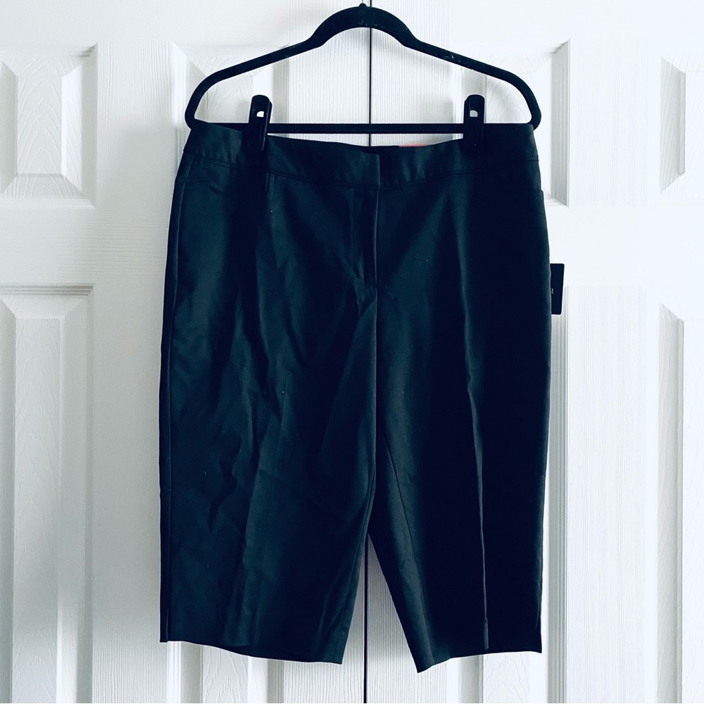 RAFAELLA COTTON STRETCH BLEND BERMUDA SHORTS CLASSIC MINIMALIST RESORT Black 12